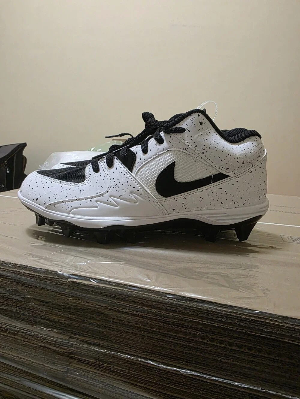 Men's Air Jordan Stadium 90 Low TD White Black Cleats HQ0210-100 Size 10